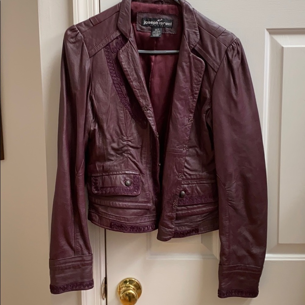Beautiful maroon leather jacket. Rare!